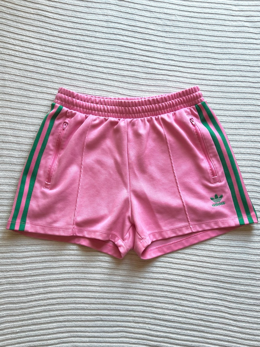 Adidas Watermelon pink and green 3 stripe pocket shorts SZ Sm